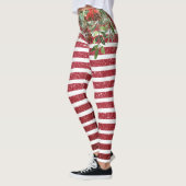 Kerstfeestdag Glitter Pine Poinsettia Red Leggings (Links)