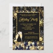 Kerstfeestdag Gold Black Snowflakes Kaart (Voorkant)