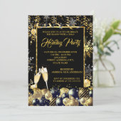 Kerstfeestdag Gold Black Snowflakes Kaart (Staand voorkant)