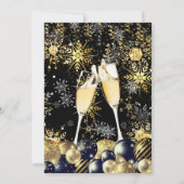 Kerstfeestdag Gold Black Snowflakes Kaart (Achterkant)