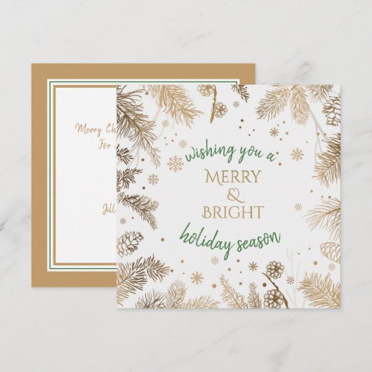 kerstfeestdag - Gold Brancard Kaart (Voorkant / Achterkant)