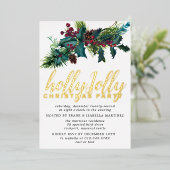 kerstfeestdag Gold Foil uitnodiging Postcarc (Staand Voorkant)