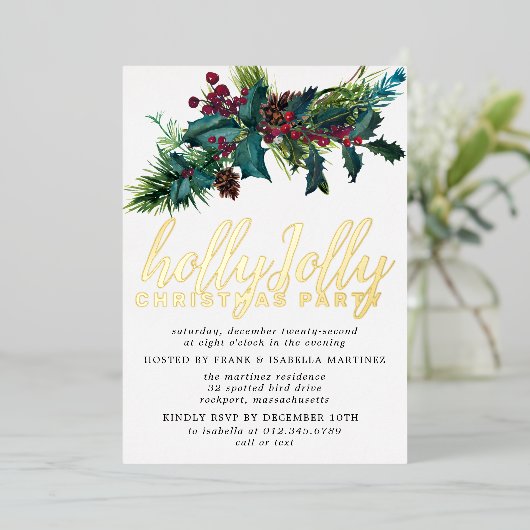 kerstfeestdag Gold Foil uitnodiging Postcarc (Staand Voorkant)