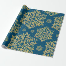 Kerstfeestdag Gold Glitter Snowflake Navy Blue