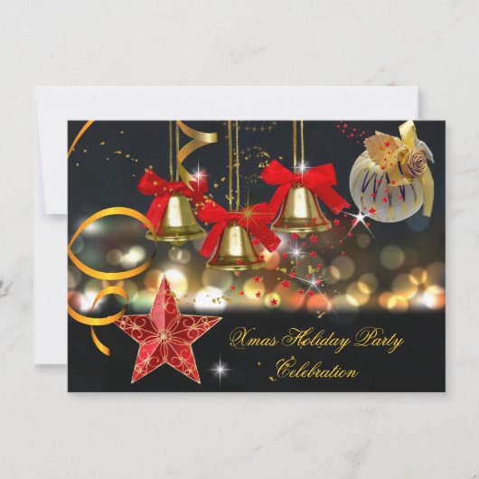 Kerstfeestdag - Gold Red Black Black Kaart (Voorkant)