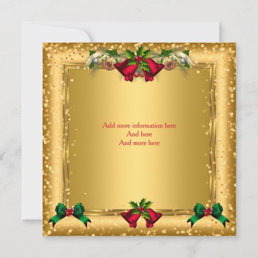 Kerstfeestdag Gold Red Glitter 2 Kaart (Achterkant)