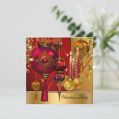 Kerstfeestdag Gold Red Xmas Balls Kaart (Staand voorkant)