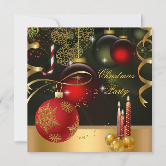 Kerstfeestdag Gold Red Xmas Balls Kaart (Voorkant)