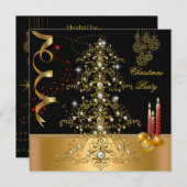 Kerstfeestdag Gold Red Xmas - boom Kaart (Voorkant / Achterkant)