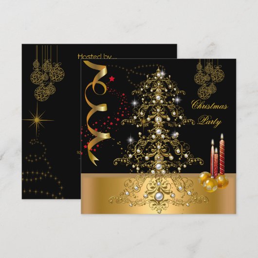 Kerstfeestdag Gold Red Xmas - boom Kaart (Voorkant / Achterkant)