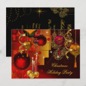 Kerstfeestdag Gold Red Xmas-decoraties Kaart (Voorkant / Achterkant)