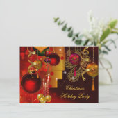 Kerstfeestdag Gold Red Xmas-decoraties Kaart (Staand voorkant)