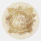 Kerstfeestdag - Gold Ronde Sticker (Voorkant)