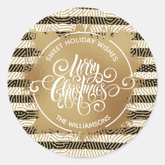 Kerstfeestdag - Gold Ronde Sticker (Voorkant)