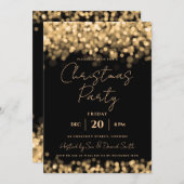 Kerstfeestdag Gold Shimmering Lichten Kaart (Voorkant / Achterkant)