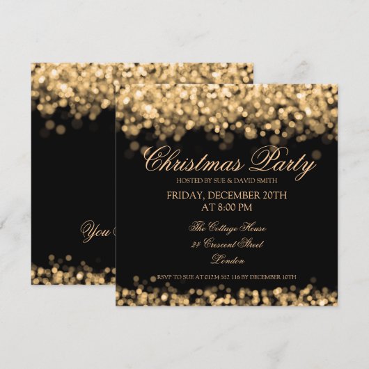 Kerstfeestdag Gold Shimmering Lichten Kaart (Voorkant / Achterkant)