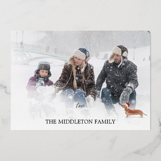 kerstfeestdag Gold Tan Dachshund Dog Foto Folie Feestdagenkaart (Achterkant)