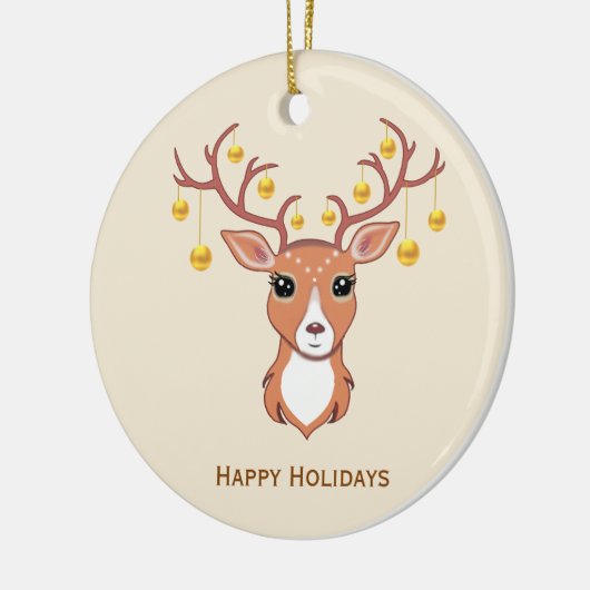 Kerstfeestdag Golden Deer Keramisch Ornament (Links)