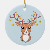 Kerstfeestdag Golden Deer op lichtblauw Keramisch Ornament (Voorkant)