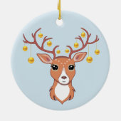 Kerstfeestdag Golden Deer op lichtblauw Keramisch Ornament (Achterkant)