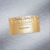 Kerstfeestdag -  goud - verlichtingsbedrijf magnetisch visitekaartje (Voorbeeld)
