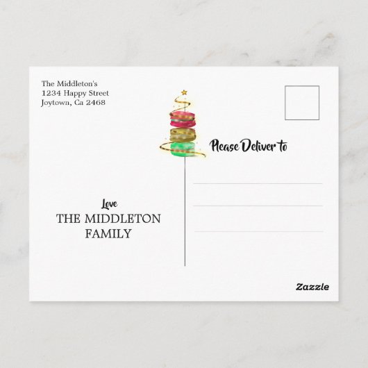 kerstfeestdag goudbomen kleurrijke Macaroons Briefkaart (Achterkant)