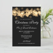 Kerstfeestdag gouden lampjes kaart (Staand voorkant)