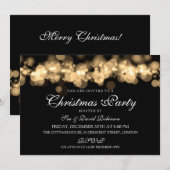 Kerstfeestdag gouden lampjes kaart (Voorkant / Achterkant)