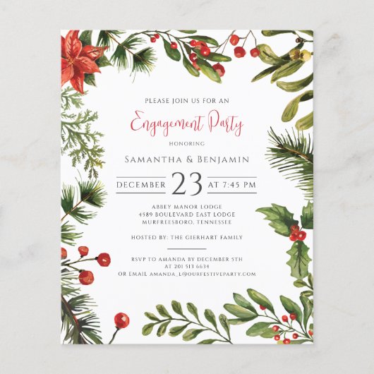 kerstfeestdag Greenery-uitnodiging (Voorkant)