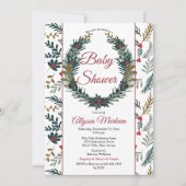 Kerstfeestdag Greenery Wreath Baby shower Invi Kaart (Voorkant)