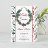 Kerstfeestdag Greenery Wreath Baby shower Invi Kaart (Staand voorkant)
