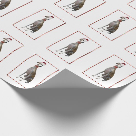 Kerstfeestdag Greyhound Dog Cadeaupapier (Hoek)