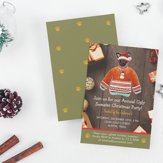 Kerstfeestdag Griffon Dog Ugly Sweater Party Kaart