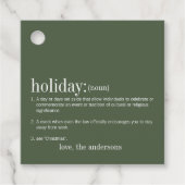 Kerstfeestdag groen bedankjes labels (Voorkant)