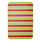 Kerstfeestdag - Groen en Rode Stripes Patroon Badmat (Voorkant Verticaal)