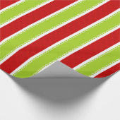 Kerstfeestdag - Groen en Rode Stripes Patroon Cadeaupapier (Hoek)