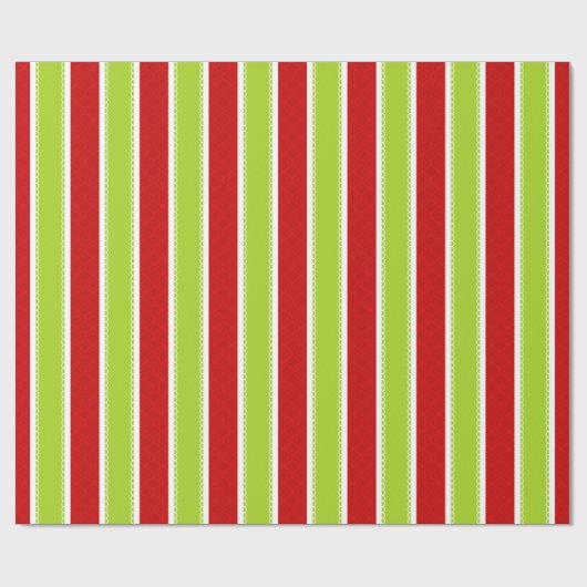 Kerstfeestdag - Groen en Rode Stripes Patroon Cadeaupapier (Vlak)