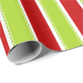 Kerstfeestdag - Groen en Rode Stripes Patroon Cadeaupapier (Rol Hoek)