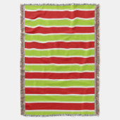 Kerstfeestdag - Groen en Rode Stripes Patroon Deken (Voorkant Verticaal)