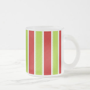 Kerstfeestdag - Groen en Rode Stripes Patroon Matglas Koffiemok
