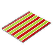 Kerstfeestdag - Groen en Rode Stripes Patroon Notitieboek (Linkerzijde)