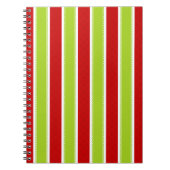 Kerstfeestdag - Groen en Rode Stripes Patroon Notitieboek (Voorkant)