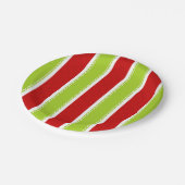 Kerstfeestdag - Groen en Rode Stripes Patroon Papieren Bordje (Gekanteld)
