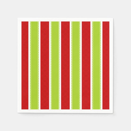 Kerstfeestdag - Groen en Rode Stripes Patroon Servetten (Voorkant)