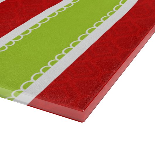 Kerstfeestdag - Groen en Rode Stripes Patroon Snijplank (Hoek)