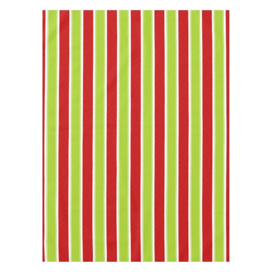 Kerstfeestdag - Groen en Rode Stripes Patroon Tafelkleed (Voorkant)