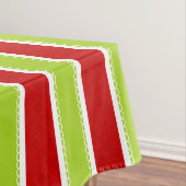 Kerstfeestdag - Groen en Rode Stripes Patroon Tafelkleed (Voorbeeld)