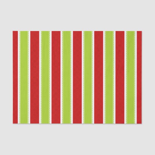 Kerstfeestdag - Groen en Rode Stripes Patroon Tissuepapier (Voorkant)