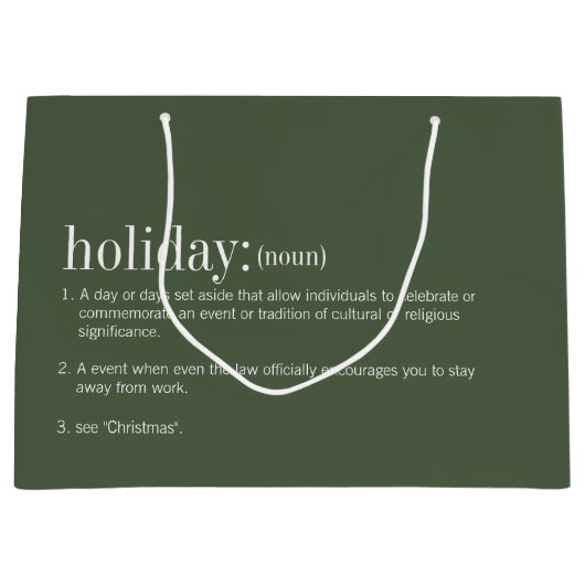 Kerstfeestdag groen groot cadeauzakje (Voorkant)