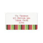 Kerstfeestdag groen rood gestreept flinksklauw etiket (Voorkant)